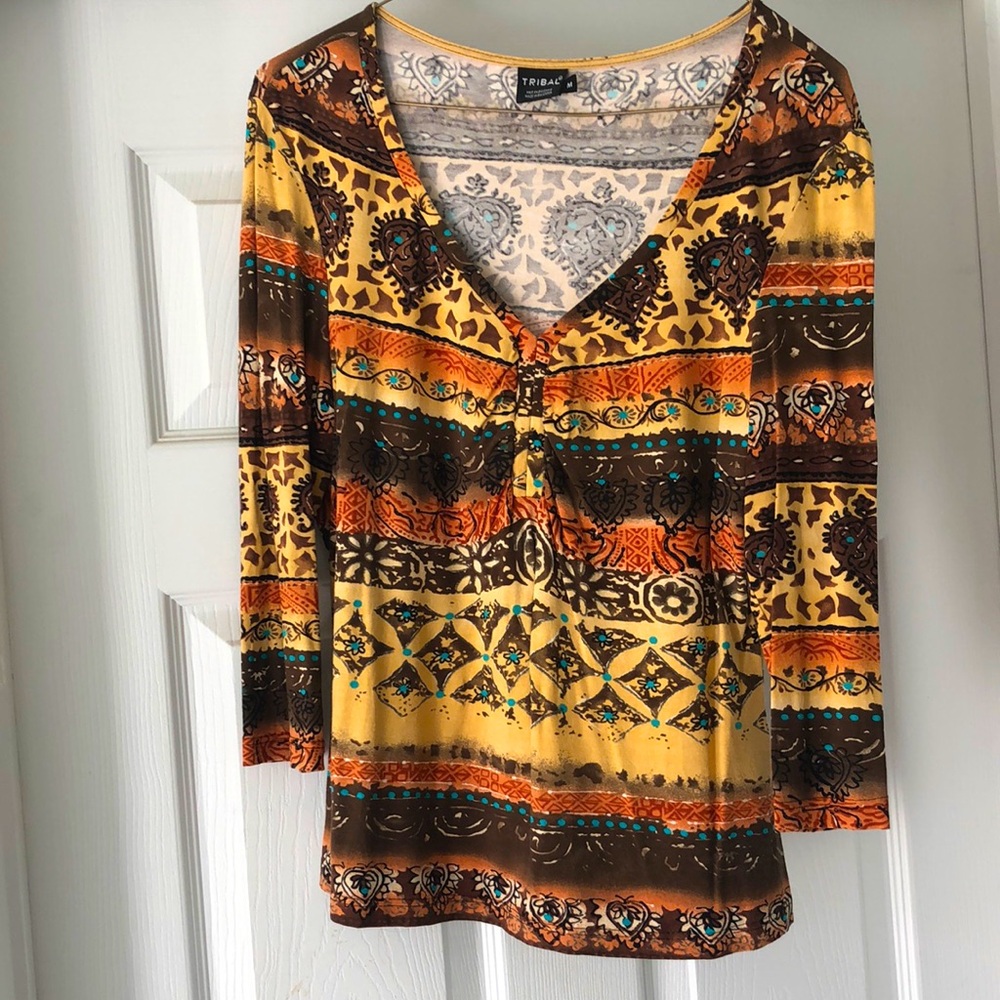 Tribal Aztec 3/4 sleeve blouse